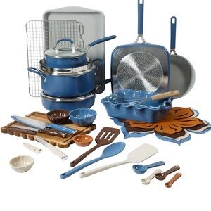 The Pioneer Woman Sutton 34 Piece Ceramic Nonstick Cookware and Bakeware Set